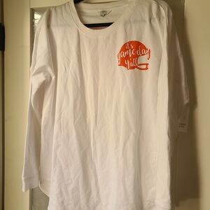 Crown & Ivy White "It's Game Day Y'all " Graphic Long Sleeve Tee Sz M NWT
